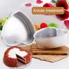 Pişirme Kalıpları 4pcs Alüminyum Kalp Şeklinde Kek Pan Seti DIY Kalıp Aracı Çıkarılabilir Alt İtme Parti Düğün için