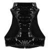 Женские танки Camis Women Sexy Wetlook Slim Tank Top Top Top Tope Latex Latex Black без рукавов воротнич