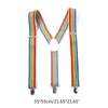 Party Supplies Unisex Clip-on Suspenders Elastic Suspender Seven Color Rainbow Stripe Pattern Elastic Y-back Suspenders 100pcs