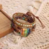 Chain Vintage Bohemian Colorful Natural Stone Bracelet Long Adjustable Leather Wrap Beaded Bracelets For Women Fashion Jewelry Gift 230511