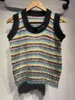 Damestanks Noordse GA2023 Leer- en zomerproduct Kleurblokkering Stripe U-Neck Mohair Blended Breened Vest Women 31227