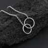 Kains waterdichte roestvrijstalen ketting eenvoudige dubbele ring hanger choker verjaardagscadeau voor damesmeisjes vriendin mode sieraden