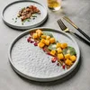 Пластины белая круглая керамическая тарелка западная стейк -суши фрукты блюдо торт с закусочной димсам Десерт Десерт ужин