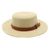 Boinas femininas chapéu de sol palha de verão com cinturão de cheiro de cheiro panamá fedora chapéus tranças praia senhora britânica capeau jazz boné