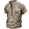 RUKAS T-shirt Graphique Villa Col Pilier Vêtements Impression 3D Sports Décontractés Manches Courtes Dentelle Impression Mode Motif Original Rétro