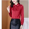 Dames Polos Mujer Feminina Europe Dames met lange mouwen shirt 2023 S-3XL Ladies 'Tops Spring en Autumn Wear Silk high-end shirts