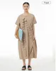 Block Patchwork Dress 2023 Summer Loose Fiting Short Sleeved Women's Long kjol