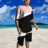 Männer Trainingsanzüge Sport Anzug Mann Sommer 3D Mosaik Muster Sport Jogging Kurzarm T-shirts Set Männer Trainingsanzug 2 Stück Set Shirts Für Männer 230511