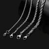 Pulseira de cadeia de corda de aço inoxidável de aço inoxidável de cor prata para homens mulheres moda punk bangle jóias pulseiras de casal
