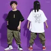 Stage Wear Kid Cool Hip Hop Clothing Grafische T -shirt oversized T -shirt Top Tactische vrachtbroek voor meisjes Jazz Dance -kostuumkleding