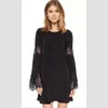 Casual Dresses Women Long Sleeved Chiffon Hollow Out Lace Dress Autumn Crochet Stitching Mini White Loose A-line Vestidos