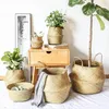 Storage Baskets LuanQI Wicker Toy Organizer Folding Rattan Seagrass Laundry Woven Plant Flower Pot For Home Garden 230510