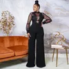 Abbigliamento etnico Tuta elegante africana per donna 2023 Arrivo Primavera Manica lunga Vita alta Tuta da sera trasparente