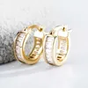 Wolf Tide Square Baguette Zirconium Huggie Hoop Earrings For Men And Women Bling Cubic Zircoina Charms Earring Shiny Crystal Ear Ring Hip Hop Jewelry Accessories