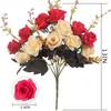 Fiori decorativi Bouquet di rose artificiali Peonia Decorazione di nozze Sposa con eucalipto Fiore finto Accessori per la tavola del salotto di casa