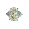 Bagues de cluster SpringLady's 2023 925 Silver 9 13 White G Color Pigeon Egg High Carbon Diamond Ring Fashion Simple