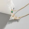 Kedjor rosa s925 sterling silver 18k färg guld halsband kvinnlig nisch design zirkonpulver jade ins klavikelkedja original smycken