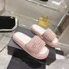 Designer Tofflor Kvinnor Tofflor Flätade sandaler Honung Ull Sandal Ull Stickad Slides Lyx Plattform Slide Randig Mule Mode Sommar Strandskor Candy Color