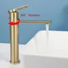 Bathroom Sink Faucets ULA Golden Faucet Basin Deck Mounted Cold Water Mixer Taps Lavatory Tap Waterfall