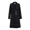 Korki damskie płaszcze modne 2023 Spring Autumn Velvet/zwykłe damskie wiatrówki średniej długości Blazer Blazer Black Coat