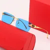 Kaplamalı Altın Lüks Güneş Gözlüğü Leopar Kafa Gözlükleri Yaratıcı Klasik Rimless Casual Simply Lunette Homme Erkek Gözlükleri Vintage Avrupa Stil PJ082 E23