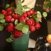 装飾的な花シルクフラワー人工牡丹花束テーブルのための花瓶の結婚式