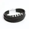 Bracelets porte-bonheur mode tressé corde tissé multicouche derme cuir pour hommes Punk Mental aimant bracelet ami bijoux cadeaux