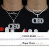 Pendant Necklaces Hip Hop Fashion CZ Letter CEO Necklace Iced Out Bling 5A Cubic Zirconia Full Paved Tennis Chain For Boy Men Jewelry 230511