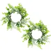 Fiori decorativi 2 pezzi Centrotavola natalizio Candele Ghirlande Anelli foglia verde Ghirlanda di eucalipto