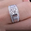 Cluster Rings Men's Real Solid 925 Sterling Silver Wedding Jewelry Luxury 1.2CT Birthstone 5A CZ Ring For Boy Gift Size 8-10