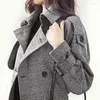 Kadın Trençkotları Casaco Feminino 2023 Sonbahar Kış Ekose Yün Palto Kadınlar Artı Beden Uzun Kadın Robi Dış Giyim Manteau Femme XQ094