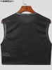 Canottiere da uomo INCERUN Fashion Men 20231 Patchwork Shiny Oneck Crop senza maniche See Through Streetwear Party Nightclub Gilet 230510