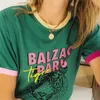 Camiseta feminina Kaus Gambar Kucing Musim Panas Katun Organik Leher Bulat Lengan Pendek Wanita Vintage Kasual Atasan Pakaian 230510