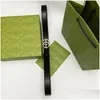 Cinturones Diseñador de piel de vaca de lujo Cinturón de perlas Cinturón de cuero genuino para mujer Moda Oro Diamante Hebilla lisa G Cinturas Ancho 2.4C Dh1Du