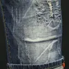 Herrenshorts EL BARCO Denim Shorts Jeans Männer Sommer Baumwolle Hip Hop Knielang Slim Blaue Hosen Soft Ripped Hole Scratch Lässige Herrenhose 230511