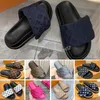 2023 Pool Pillow Mules Mujeres Diseñadores Sandalias Sunset Flat Comfort Mules Acolchado Correa delantera Zapatillas Moda Fácil de usar Estilo Diapositivas tamaño 35-44 hombres B2