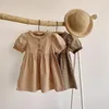 Flicka klänningar baby flickor sommarklänning barn muslinkläder vintage casual bomull spansk pläd koreansk barn prinsessa frocks