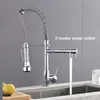 Kökskranar Chrome 360 ​​graders rotationskran Dual Sprayer Swivel Spout Spring Pull Out Tap Vessel Sink Mixer TAPS 230510