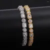 Braccialetti di collegamento Moda Hip Hop Iced Out Bling CZ Bracciale Pave Setting Cubic Zirconia Charm Jewelry Con confezione regalo per donna Uomo