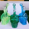 Colorful Skull Glass Bongs Iridescent Hookah Bubbler Heady Water Pipes Oil Dab Rigs for Tobacco Smoking Wax Random Color