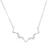 Ketten Silber Farbe Frauen Halsketten Ästhetisches Geometrisches Design Herzschlag Frequenz Schlüsselbein Kette Halskette Licht Luxus Zirkon Collares
