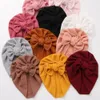 Solid Bow Turban Baby Hat Crochet Berretti appena nati Hospital Bonnet Waffle Berretto lavorato a maglia Copricapo Capelli per bambini Copricapo infantile