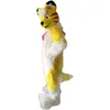 Costume de mascotte de renard jaune et blanc