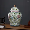 Lagerung Flaschen Keramik Tank Tee Caddy Chinesischen Retro Desktop Organisation Shop Moderne Dekoration Ornamente Gläser