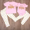 Abiti coordinati per la famiglia T-shirt Big Sister Top Pant Little Baby Body Pantalone Heart Print Outfit Abbigliamento 2PCS Set Match 230511