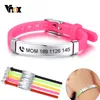 Vnox personnaliser enfants bébé ID Bracelets Silicone souple gouvernail acier inoxydable enfants filles garçons personnalisé nom d'urgence téléphone