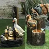 Dekorativa föremål Figurer Utomhus Solar Garden Water Fountain Harts Ornament med LED -lampor Animal Statue for Home Yard Jardim 230511