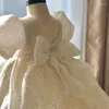 Mädchen Kleider Pailletten Weißes Kleid Für Taufe Party Kleinkind Geburtstag Abend Großen Bogen Prinzessin Hochzeit Baby Vestidos
