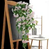 Fleurs décoratives 3 pieds de long fleur artificielle rotin fausse plante vigne décoration tenture murale roses décor à la maison accessoires couronne de mariage