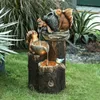 الكائنات الزخرفية التماثيل في الهواء الطلق في حديقة شمسية مياه النافورة راتنجات الحلي مع مصابيح LED تمثال حيوان للحيوانات للمنزل Jardim 230511